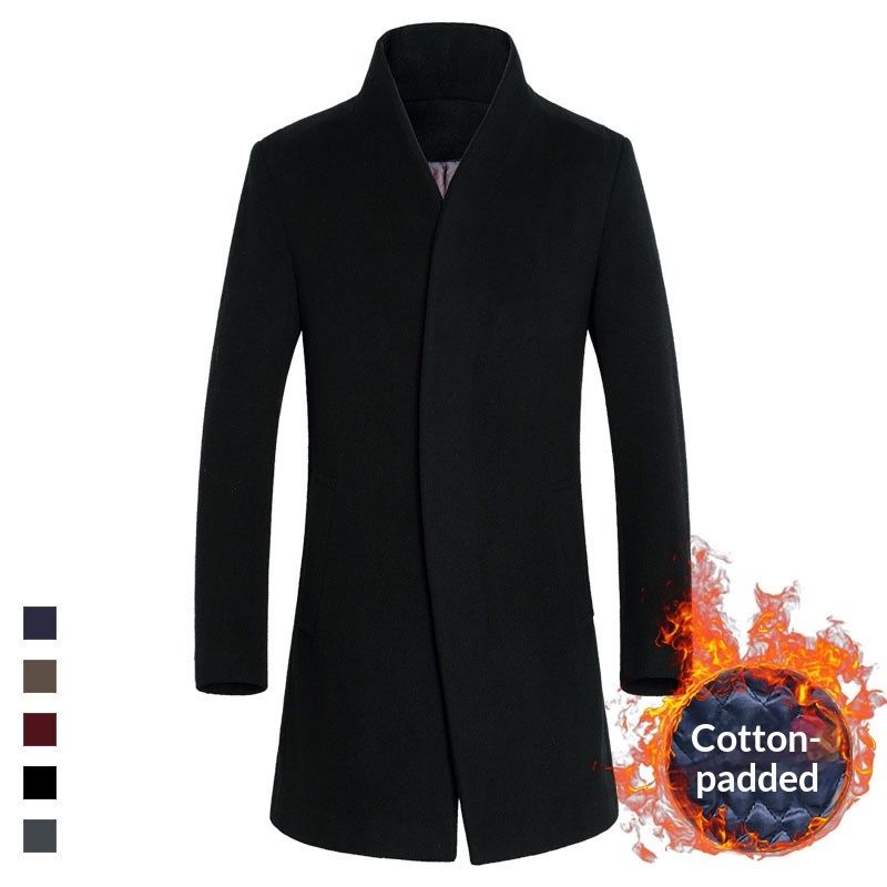 Loom Loom 2023 European And American Autumn Winter Wool Coat Jacket Korean Style Slim Fit Padded Thickened Woolen Men's Clothing_viptrois.com
