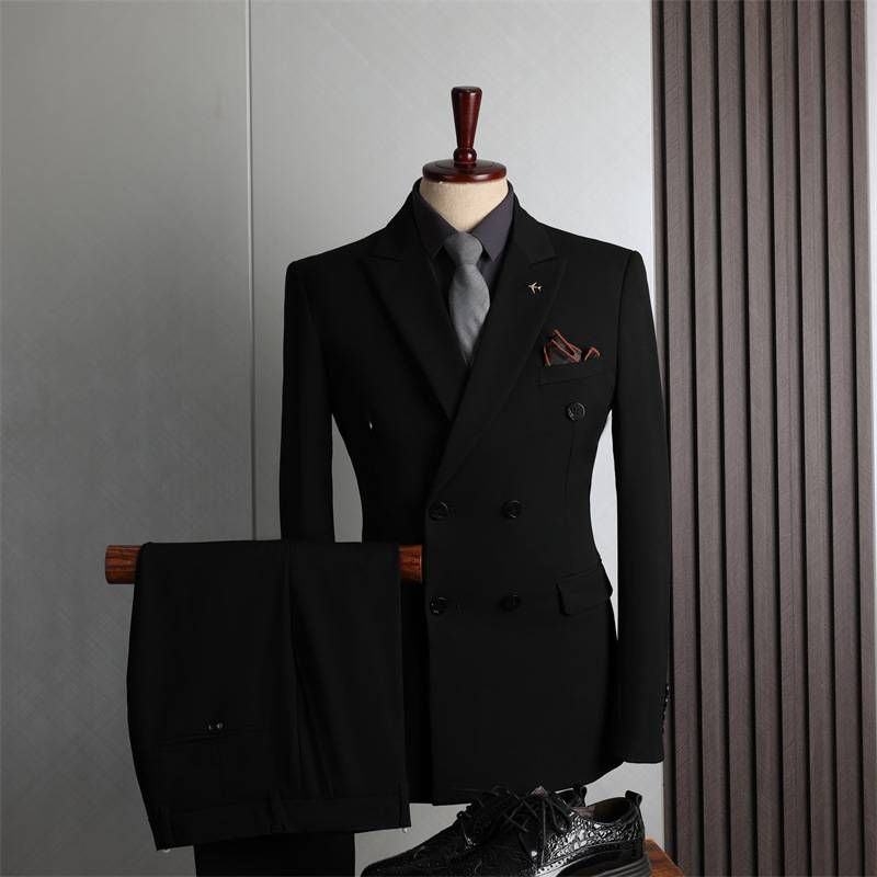 New High-end Suit Set, Double-breasted Professional Wedding Dress, Men In A Suit_viptrois.com