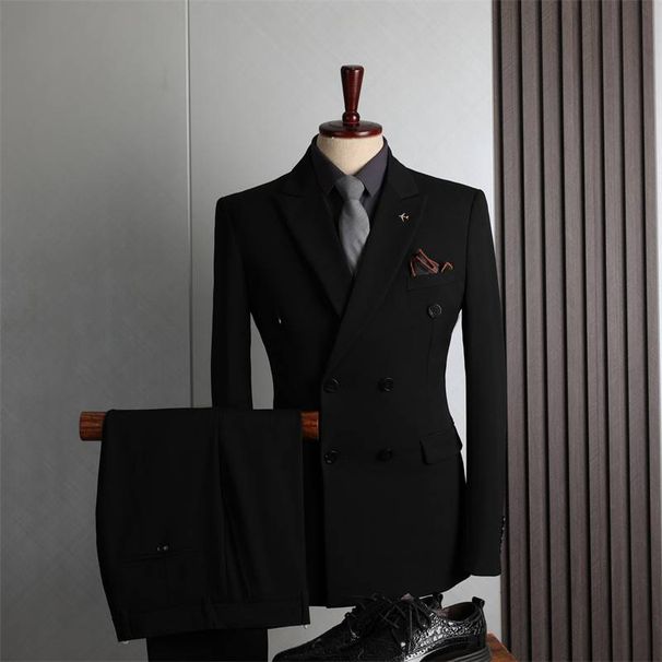 New High-end Suit Set, Double-breasted Professional Wedding Dress, Men In A Suit_viptrois.com
