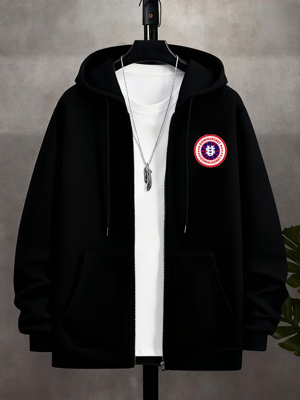 Autumn And Winter Men's Top Sweatshirt Loose And Comfortable Warm And Hooded Sweatshirt Men's ClothingMen'S Heavyweight Hoodie - Full-Zip Front Closur_viptrois.com