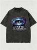 Men's Clothing Light Luxury T Shirt Short Sleeve Minimalist Tech Eye Lost In The System Letter Graphic Printing Round Neck T-Shirts_viptrois.com