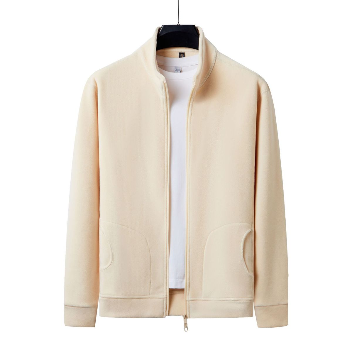 Men's Clothing Fleece Zip-Up Jacket Winter Warm Windproof Casual Outerwear For Middle-Aged Men – Lightweight & Stylish (Green, White, Brown, Beige)_viptrois.com