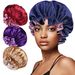 Cross Border New Satin Sleeping Cap Double Layer Double Sided Versatile Hair Care Cap Fashionable Elastic Extra Large Shower Cap Wholesale_viptrois.com