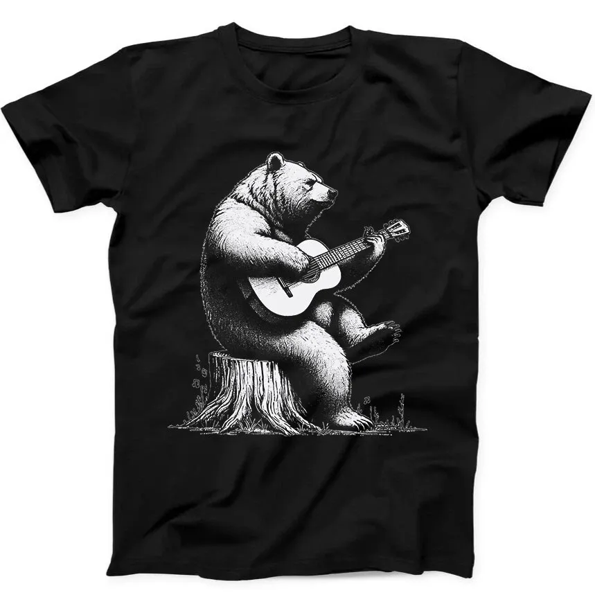 Bear Playing Guitar Night Best Seller Meme Funny Gift Tee Black T Shirt Mens Womens Tees Top 312_viptrois.com