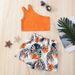 Mother&Kids Kids' tank top Kids' Summer girls' one-shoulder halter top + floral printed shorts two-piece set_viptrois.com