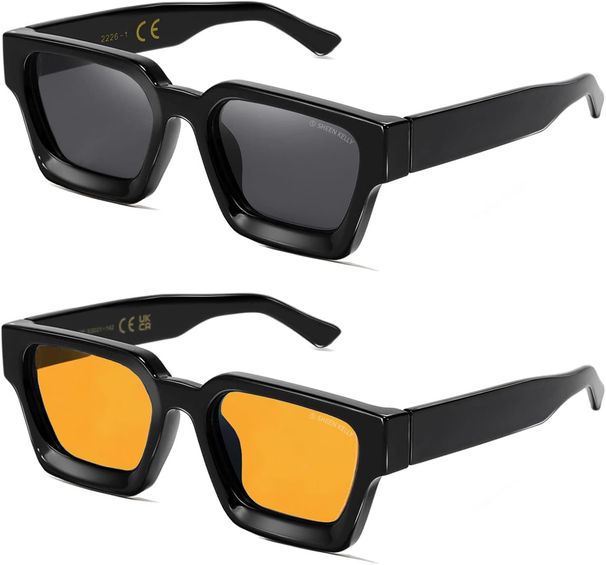 Retro Thick Rectangular Chunky For Women Men Trendy Classic Slim Square Black Tortoiseshell Frame Fashion Sunglasses_viptrois.com