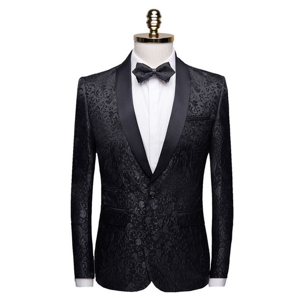 Man's clothing Men's fashion floral small suit Jacket Shawl collar slim-fit party suit Singer Coat Performance wear_viptrois.com
