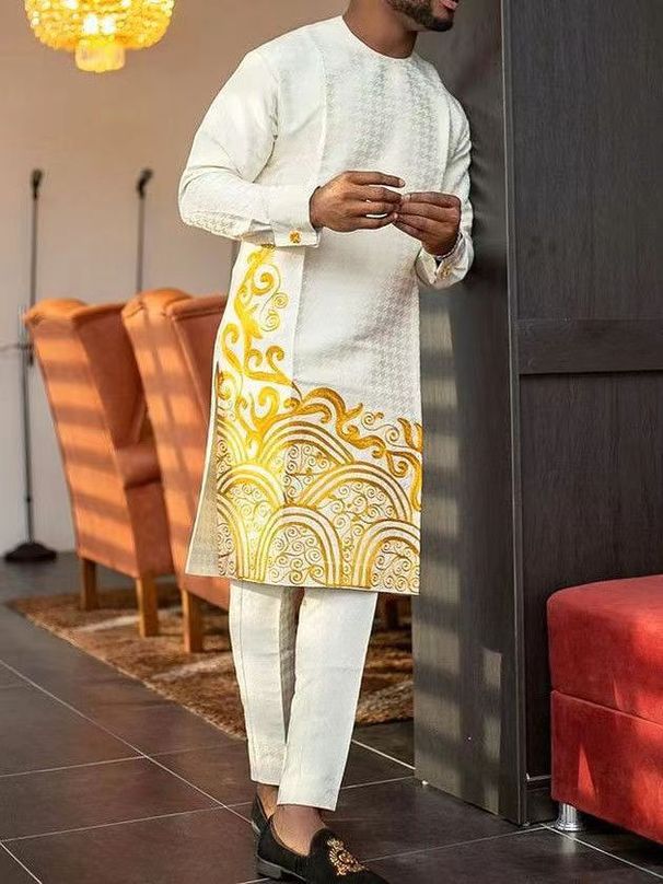 Men's Clothing Ethnic Style Printed Casual Men's Suits_viptrois.com