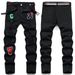 Men's Clothing New Style Pattern Slightly Elastic Black Pants Selected High Quality Fabrics Slim Small Straight_viptrois.com