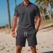 Men's High Quality Loose Fitting Versatile Fashionable Trendy Short Sleeved Shirt And Shorts Set Casual Summer Two Piece Set_viptrois.com