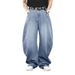 Cross Border American High Street Retro Street Fashion Black Loose Wide Leg Straight Casual Jeans_viptrois.com