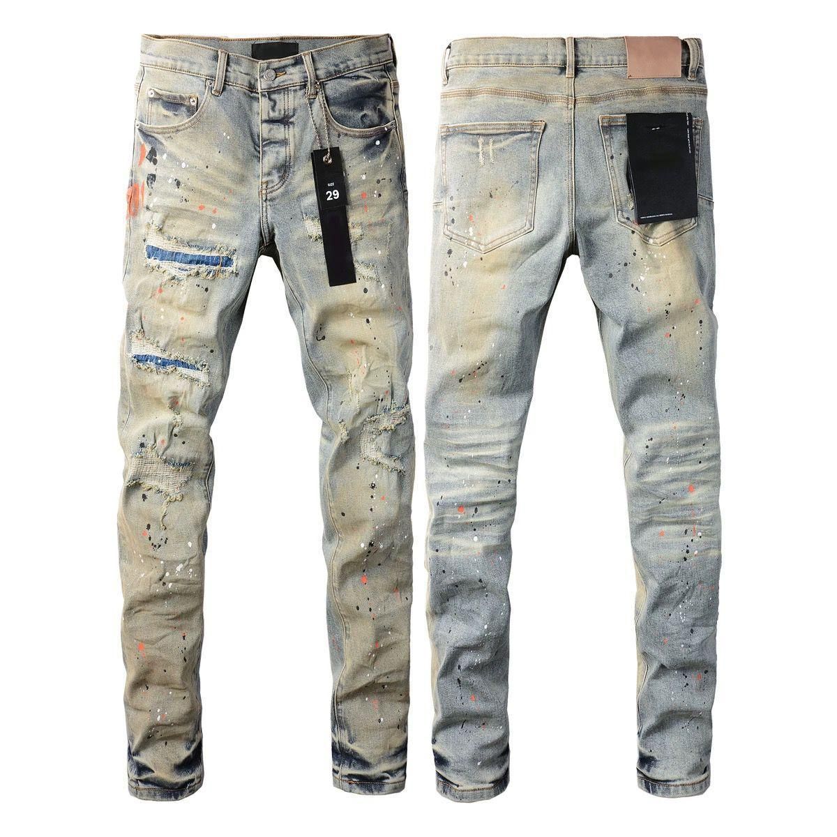 Street Designer Solid Color American Style Trendy Hip-Hop Cool Drip Slim Fit Stretch Skinny Jeans_viptrois.com