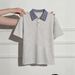 Men's Retro Polo Shirt Short Sleeved T-Shirt Summer Plaid Design Front Shoulder Patchwork Unique Trendy Loose Top_viptrois.com