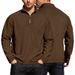 Men's Fleece Half-Zip Stand Collar Long Sleeve Sweatshirt - Winter Warm Pullover For Casual & Outdoor (Khaki, Dark Gray, Black, Coffee, Navy)_viptrois.com