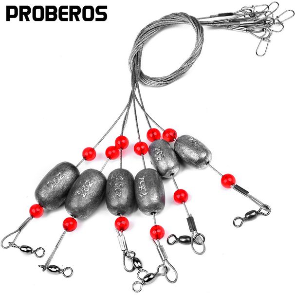 Set With Steel Wire Copper Beads Lead Sinker Eight-Shaped Ring Fish Egg Sinking Weight Gear Sea Boat Fishing Components_viptrois.com
