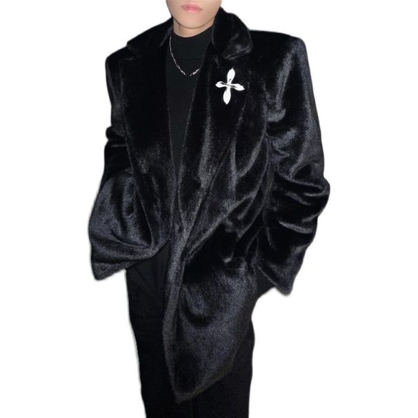 Men's Clothing new suit fashionable mink coat men's high end fur coat winter thick warm cotton coat trend_viptrois.com