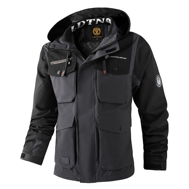 Men's Waterproof Hooded Parka Jacket - Windproof Outdoor Casual Coat With Multiple Pockets, Lightweight & Breathable For Spring/Autumn/Winter_viptrois.com