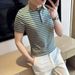 Men's Slim Fit Striped Polo Shirt Short Sleeved Collared Thin Stretchy Cotton T-Shirt TikTok Viral Male Fashion Top_viptrois.com