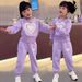 Girls Sweet Autumn Clothes For Middle And Large Children Wide Leg Pants Casual 2024 Autumn New Style Pure Color Sweet Love Two Piece Suit Trendy_viptrois.com