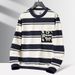 Men’s Streetwear Pocket Sweatshirt – Oversized Fit, Stripe & Logo Print, Lightweight Polyester (Olive/Deep Blue/Caramel, M-5XL)_viptrois.com