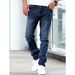 Men's Slim Fit Distressed Cat Whiskering Casual Pants Style Trendy Brand Version Washed Denim_viptrois.com