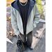 Retro Double Zipper Cardigan Hooded Sweatshirt Trendy Brand Loose And Versatile Casual Jacket_viptrois.com