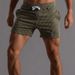 Men's Clothing Vertical Striped Cotton Shorts For Men Large Size Sports Pants For Men Three Quarter Pants Fitness Running Casual Pants Army Green_viptrois.com