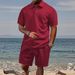 Men's Clothing Men's Jacquard Polo Suit Summer Thin Lapel Sports Short Sleeve_viptrois.com