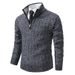 Loom Foreign Trade Autumn Winter New European And American Men's Half-Zip Pullover Knitted Fleece Lined Thickened Warm Base_viptrois.com