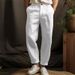 Men's Linen Straight Leg Trousers Solid Color Casual Lightweight Breathable Everyday Outdoor Comfortable Fit_viptrois.com