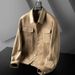 Men's Stretch Suede Jacket - Premium Slim Fit Casual Coat With Notch Lapel, Lightweight Autumn Outerwear For Teens & Young Adults_viptrois.com