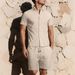 The Latest Men's Solid-color Jacquard Shirt, Casual Short-sleeved Shirt And Shorts Two-piece Set Is A Bestseller In Summer Of 25_viptrois.com