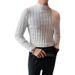 Half High Neck Sweater Men's Autumn And Winter Slim Fit Warm Mid Neck Knitted Sweater Sweater_viptrois.com
