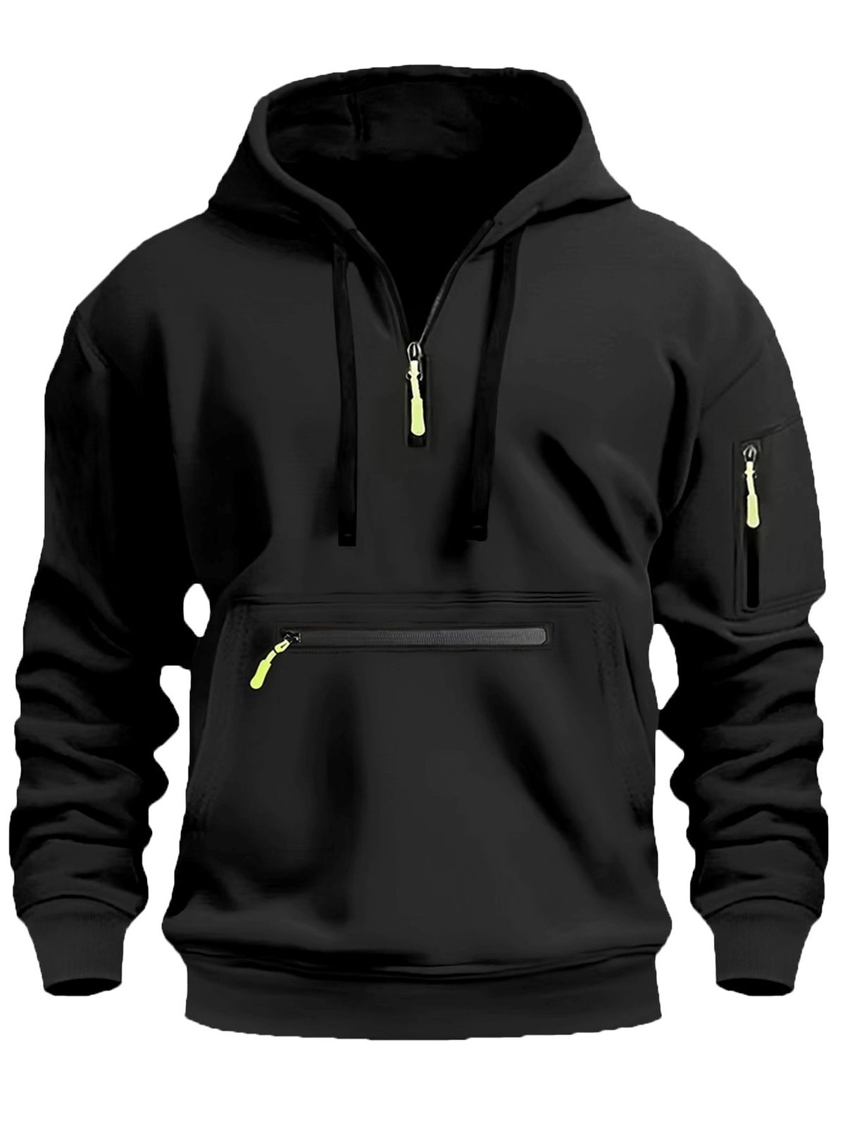 Men's Clothing Casual Sports Multi Zipper Arm Pocket Men's Sweater Pullover Hoodie Men_viptrois.com