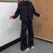 Cleanfit Black Micro-Latin Pants Drooping High-end Wide-leg Pants Men's Spring Pleated Paratrooper Cargo Pants_viptrois.com