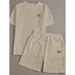 Men's Clothing Men's Wheat Ear Flower Pattern Comfortable 2 Piece Knitted Suit Shorts, Standard US Size With English Washing Mark_viptrois.com