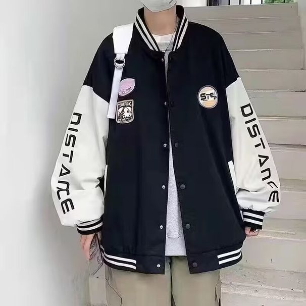 Trendy Loose Jacket Jacket Men's Casual Hong Kong Style Baseball Jersey American Fleece Jacket Men's_viptrois.com