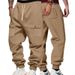 Men's Heavyweight Fleece-Lined Cargo Pants - Winter Workwear Outdoor Casual Jogger Pants With Multiple Pockets (S-XXXL, Solid Colors)_viptrois.com