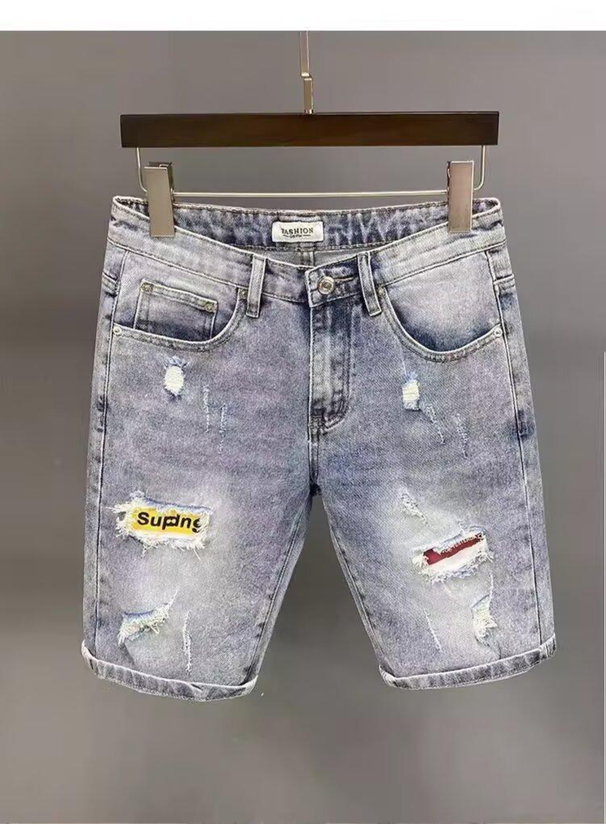 Washed Workwear Denim Men Summer Thin Mid-Length American Street Style Versatile Loose Straight-Leg Sp Five-Point_viptrois.com