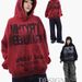 Men's Clothing Distressed Letter Print Hooded Sweatshirt High Street Hip Hop Retro Loose Casual Hoodie_viptrois.com