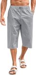 Summer Thin Cotton And Linen Capri Pants, Large-sized Loose Wide-leg Men's Hip-hop Sportswear And Casual Shorts_viptrois.com