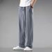 Men's Clothing Linen White Pants Summer Thin Breathable Loose Wide Leg Straight Drape Cotton And Linen Casual Trousers_viptrois.com