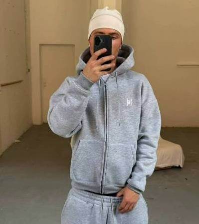 Men's Trendy Embroidered Logo Sweatpants And Jacket Set_viptrois.com