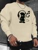 Men's Loose Casual Fashion Headphones With Printed Round Neck Long Sleeved Sportswear For Autumn And Winter_viptrois.com