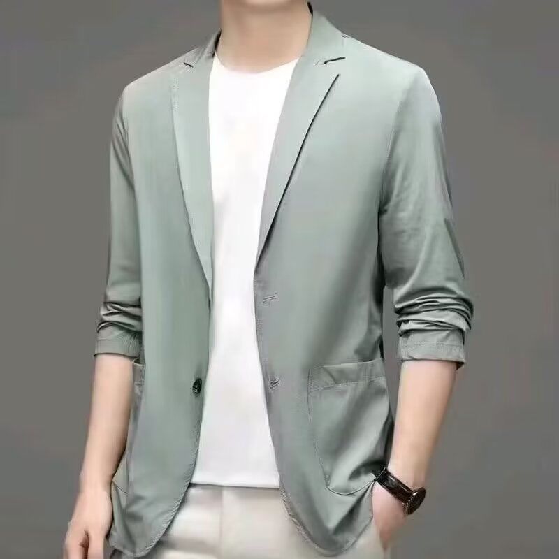 Lightweight Men's Casual Blazer For Spring Summer - Sun Protection Wrinkle-Resistant Office Travel Jacket_viptrois.com