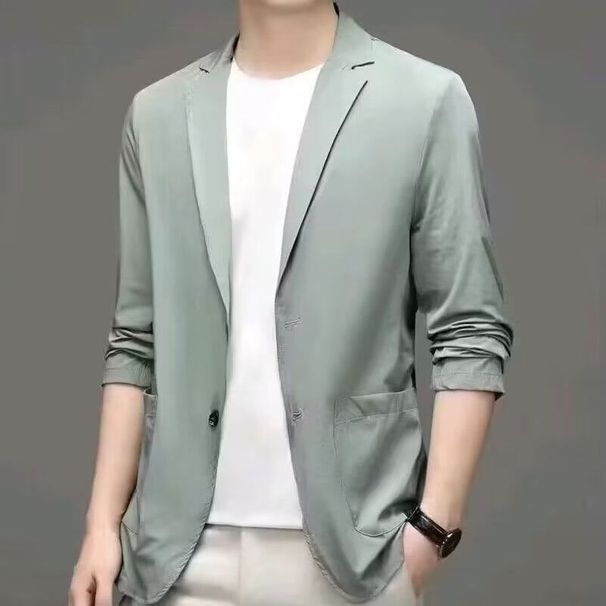 Lightweight Men's Casual Blazer For Spring Summer - Sun Protection Wrinkle-Resistant Office Travel Jacket_viptrois.com