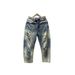 "Men's Distressed Straight Leg Jeans – Vintage Washed Blue Denim With Ripped Details, Trendy Instagram Style (Sizes M-XXXL)"_viptrois.com