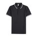 Ciphertext Hair New Men's Black And White Striped Contrasting Color Lapel Polo Shirt, Light Business Casual Youth Short-sleeved T-shirt_viptrois.com