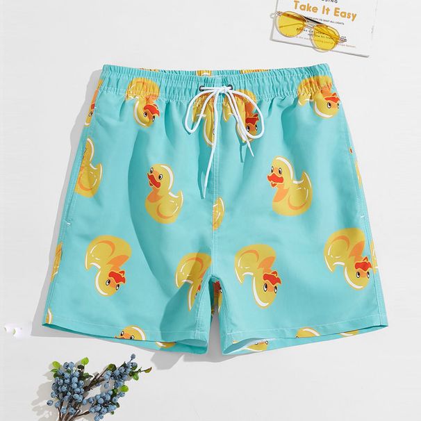Men's Fun Printed Fashion Boxer Swim Trunks Loose Short Casual Beach Pants Hot Spring Shorts_viptrois.com