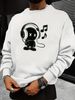 Men's Loose Casual Fashion Headphones With Printed Round Neck Long Sleeved Sportswear For Autumn And Winter_viptrois.com